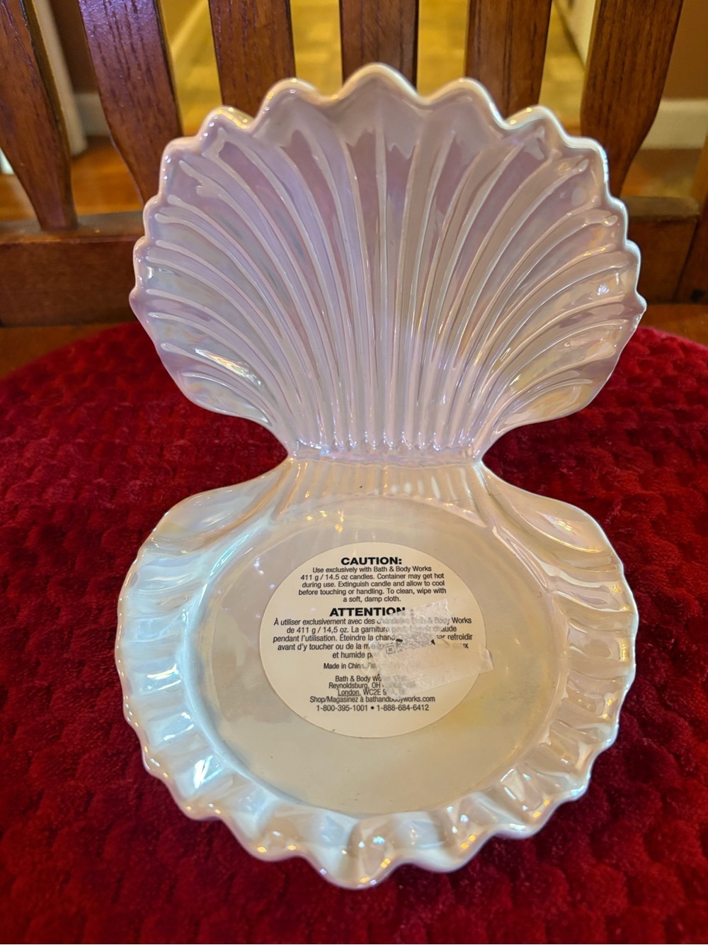 Bath & Body Works Iridescent Seashell 3-Wick Candle Holder Retired Shell Decor